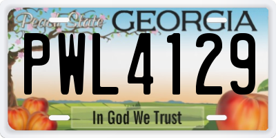 GA license plate PWL4129