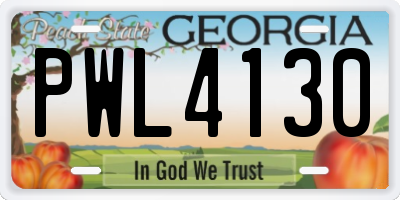 GA license plate PWL4130
