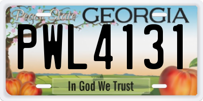 GA license plate PWL4131