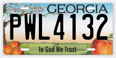 GA license plate PWL4132