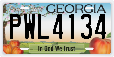 GA license plate PWL4134