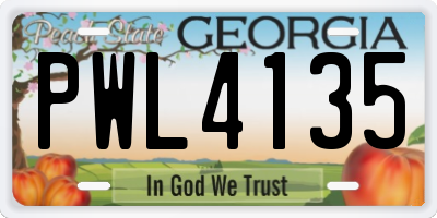 GA license plate PWL4135