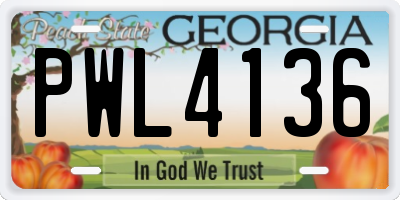 GA license plate PWL4136