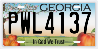GA license plate PWL4137