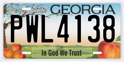 GA license plate PWL4138