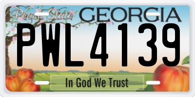 GA license plate PWL4139