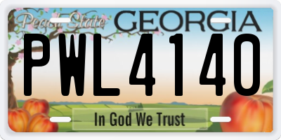 GA license plate PWL4140