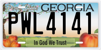 GA license plate PWL4141