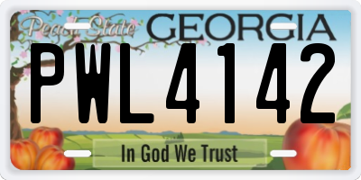 GA license plate PWL4142