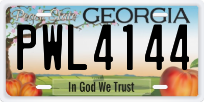 GA license plate PWL4144