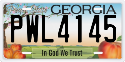 GA license plate PWL4145