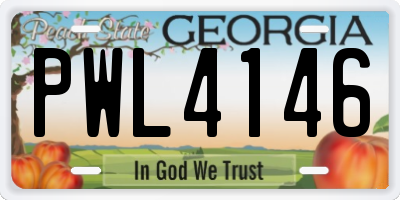 GA license plate PWL4146