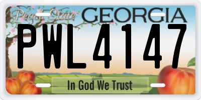GA license plate PWL4147