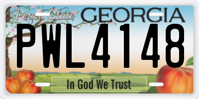 GA license plate PWL4148