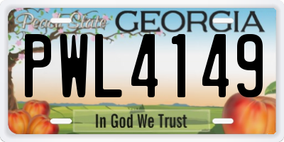 GA license plate PWL4149