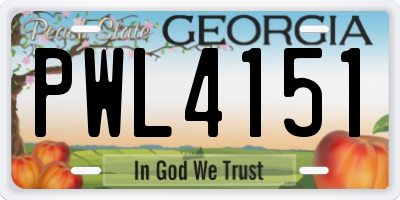 GA license plate PWL4151