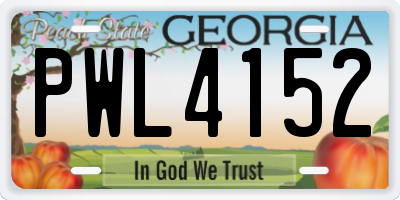 GA license plate PWL4152