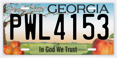 GA license plate PWL4153