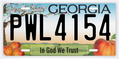 GA license plate PWL4154