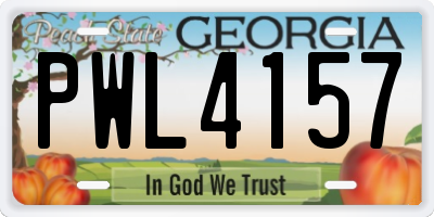 GA license plate PWL4157