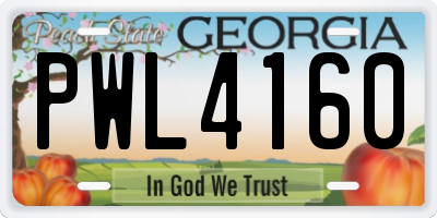 GA license plate PWL4160
