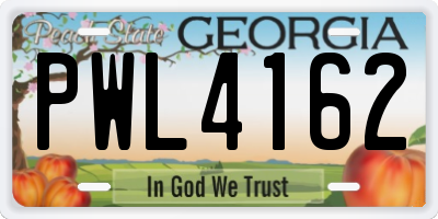 GA license plate PWL4162