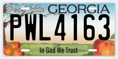 GA license plate PWL4163