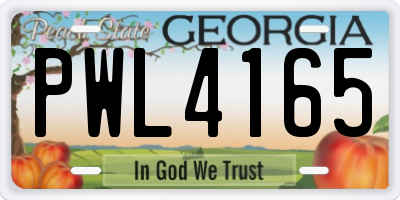 GA license plate PWL4165
