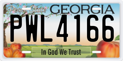 GA license plate PWL4166