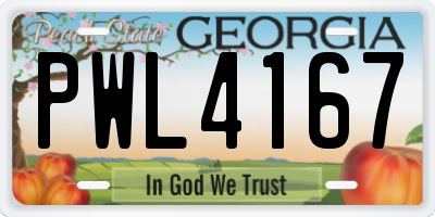 GA license plate PWL4167