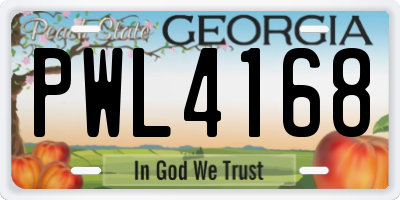 GA license plate PWL4168