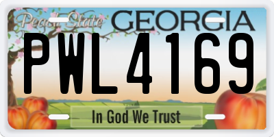 GA license plate PWL4169