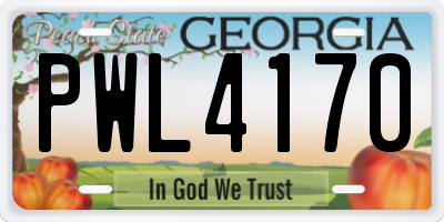 GA license plate PWL4170