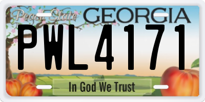 GA license plate PWL4171