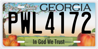GA license plate PWL4172