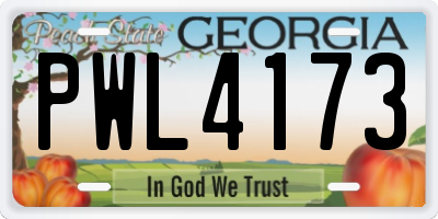 GA license plate PWL4173