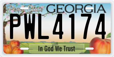 GA license plate PWL4174