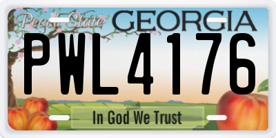 GA license plate PWL4176