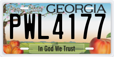 GA license plate PWL4177