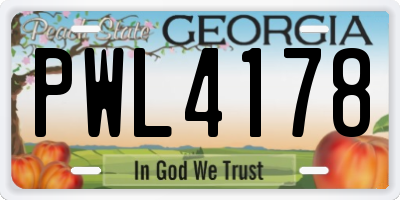 GA license plate PWL4178