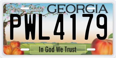 GA license plate PWL4179