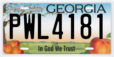 GA license plate PWL4181