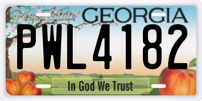 GA license plate PWL4182