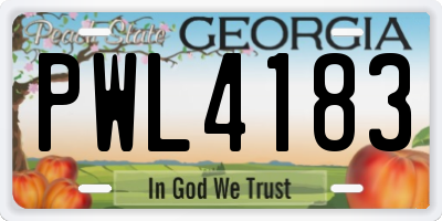GA license plate PWL4183