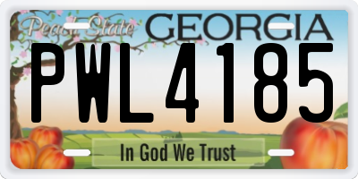 GA license plate PWL4185