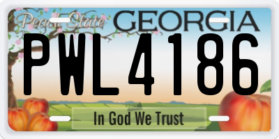 GA license plate PWL4186