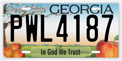 GA license plate PWL4187
