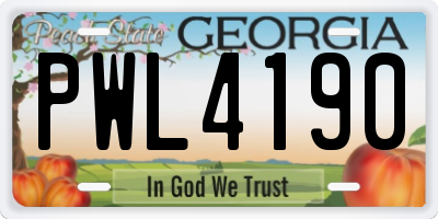 GA license plate PWL4190