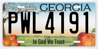 GA license plate PWL4191