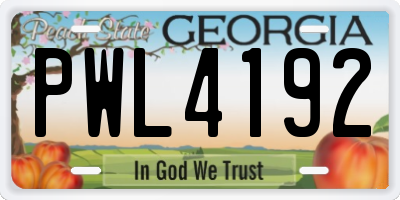 GA license plate PWL4192